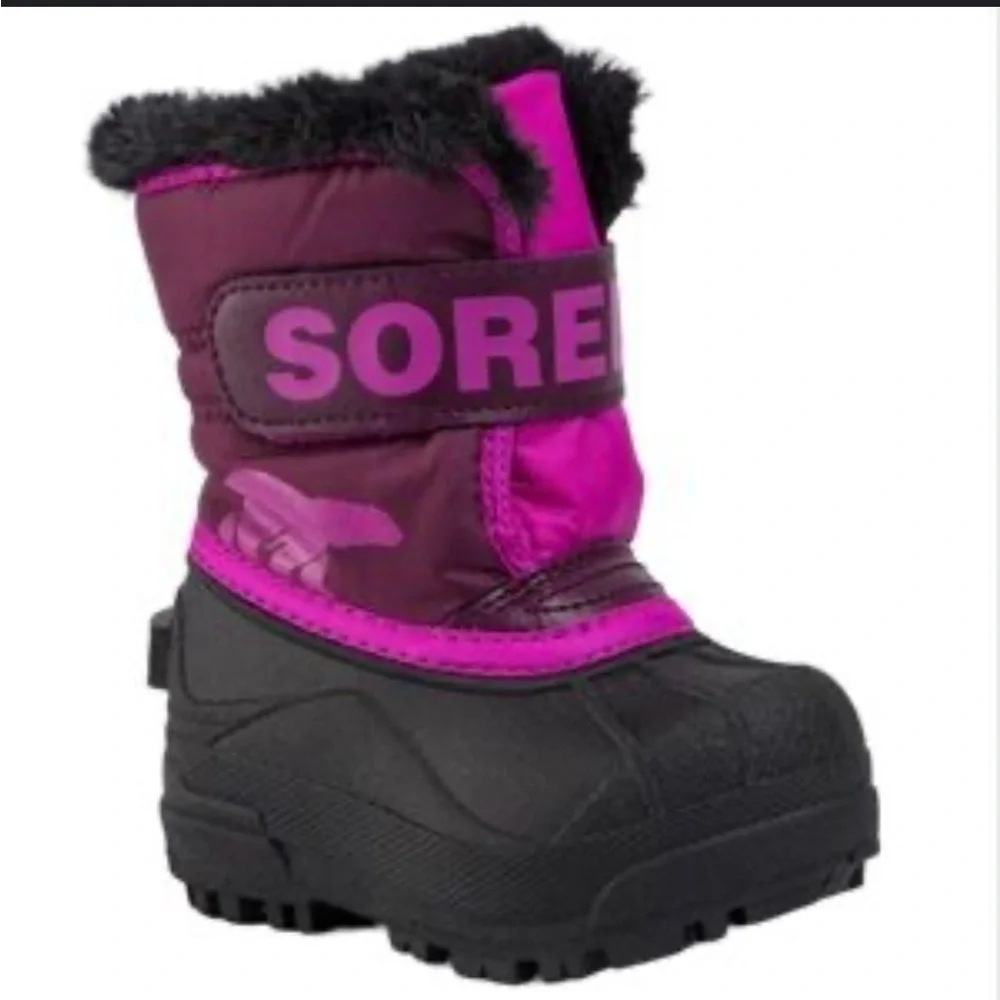 Sorel toddler Snow Commander Kids Snow Boot black/Groovy Pink US 5